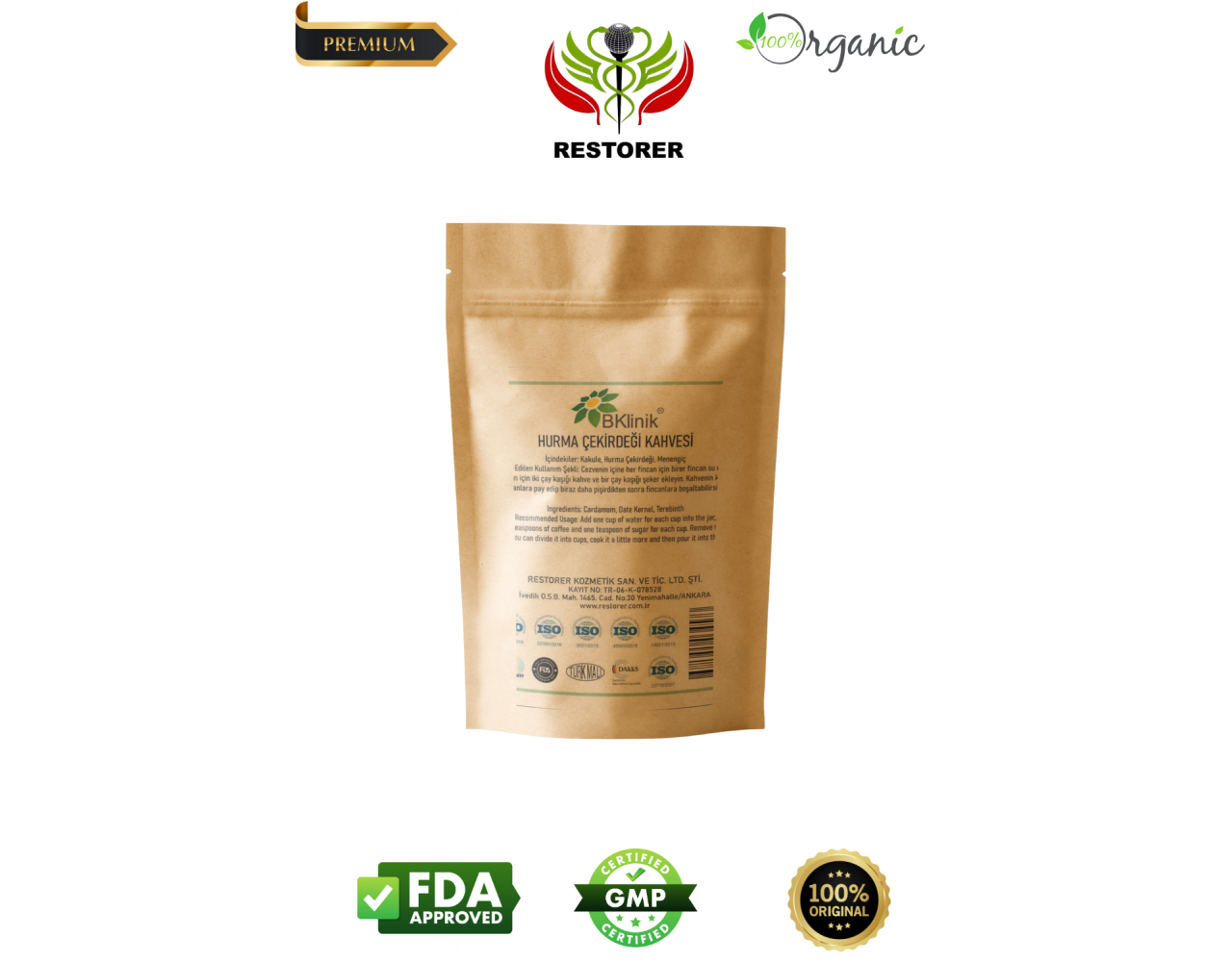 Restorer Kafeinsiz Hurma Çekirdeği Kahvesi (100 gr ) Restorer Kafeinsiz Hurma Çekirdeği Kahvesi (100 gr )