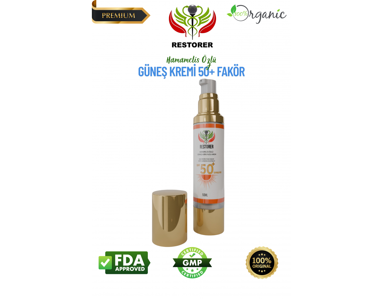 Restorer Güneş Koruyucu krem +50 Restorer Güneş Koruyucu krem +50